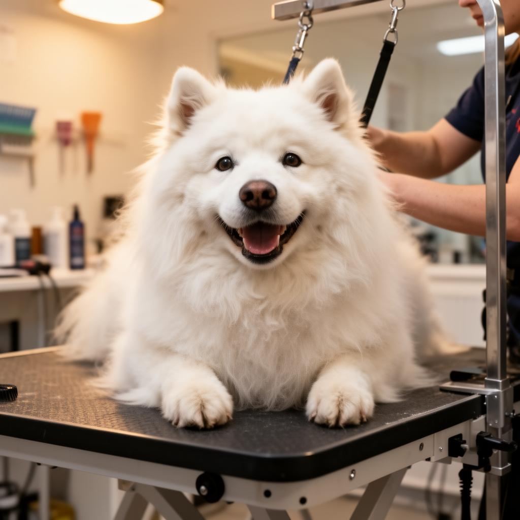 Dog being bathed and thoroughly dried as part of a proper grooming routine