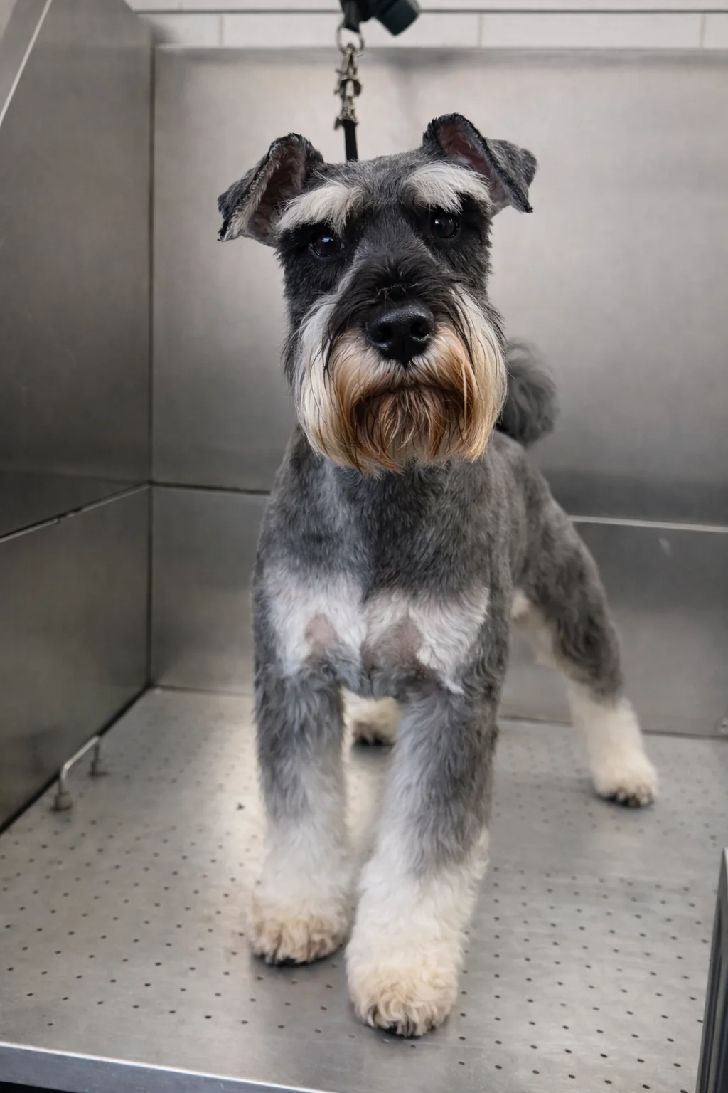 Miniature Schnauzer after a Full Groom inside the Pawlished & Pampered mobile salon